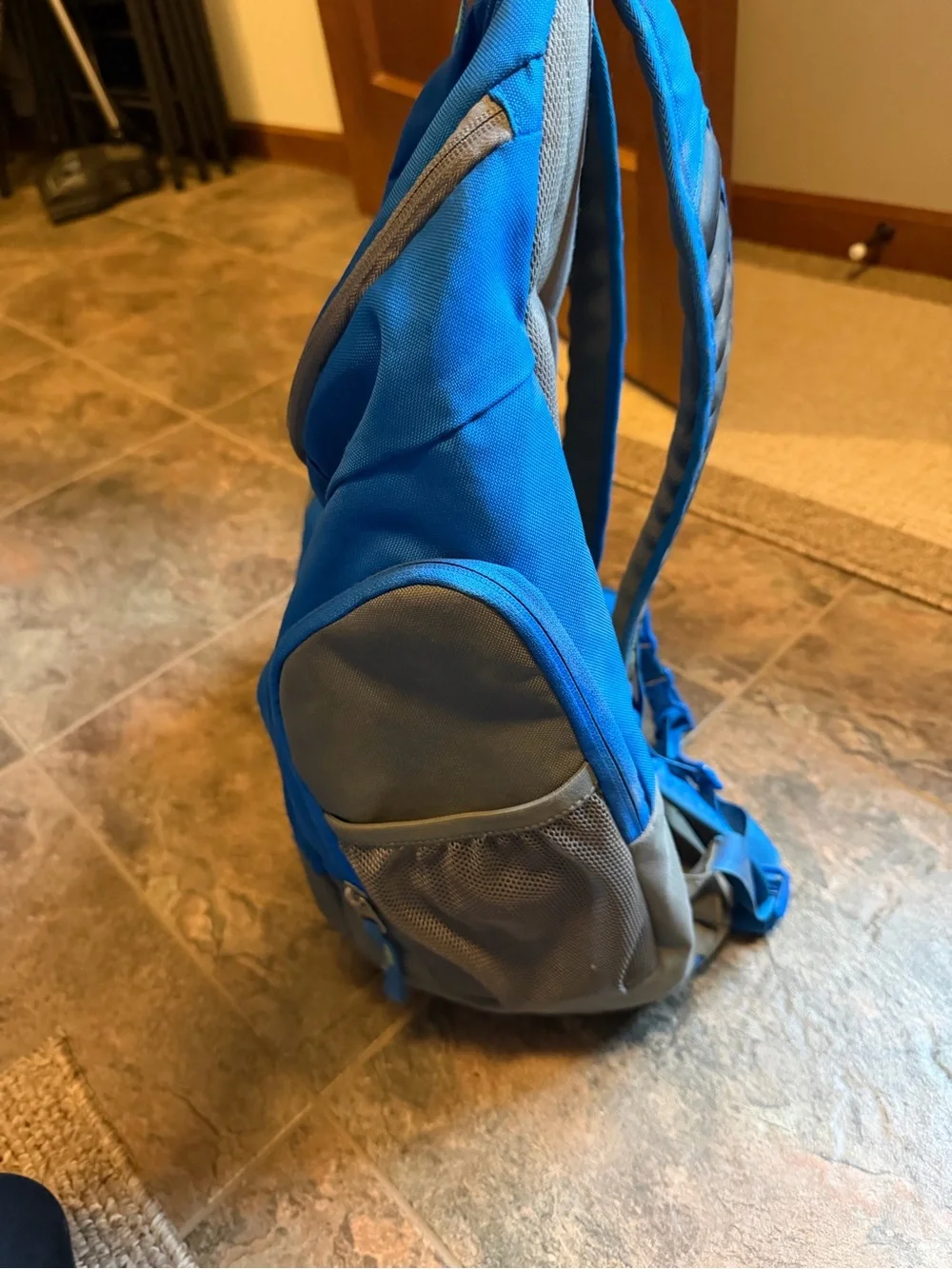 Nike Men’s Blue and Gray Basketball Backpack with Neon Green Accent